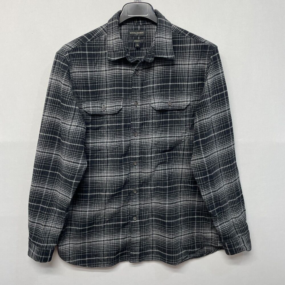 Banana Republic Men Long Sleeve Flannel Button Shirt Top Size Large M269 -21